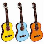 fully editable illustration of classic guitars