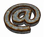 rusty email symbol on white background - 3d illustration