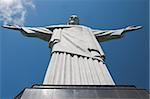 The statue sits atop Corcovado mountain and overlooks the city.