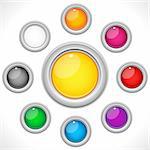 Vector - Set of 9 Colorful Glossy Buttons