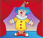 Clown on circus stage 1 - vector illustration.