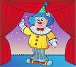 Clown on circus stage 2 - vector illustration.