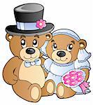 Wedding teddy bears - vector illustration.