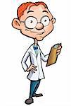 Cartoon of a nerdy doctor isolated on white