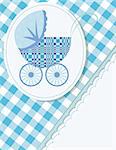 Baby arrival card  with a pram