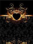 ornate frame with golden heart,  this illustration may be useful as designer work