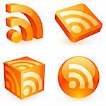 Four icons of rss symbol.