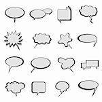 Talk, thought and speech balloons or bubbles