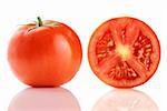 A Fresh ripe red truss tomatoes isolated on white.