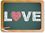 Vector - Blackboard with Love Heart Message written with Chalk