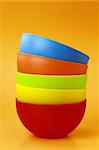 colorful plastic tableware and napkins for picnics
