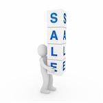 3d sale human blue cube white business discount