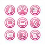 set of 9 pink technology with arrows signs