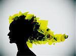 Foliage girl head silhouette (spring leafs)