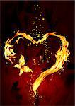 Bright flame in the form of heart