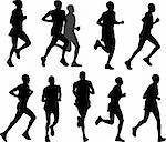 marathon runners - vector