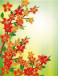Green background with red flowers. Vector illustration. Vector art in Adobe illustrator EPS format, compressed in a zip file. The different graphics are all on separate layers so they can easily be moved or edited individually. The document can be scaled to any size without loss of quality.