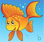 Cute goldfish in water - vector illustration.