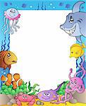 Frame with sea fishes 1 - vector illustration.