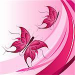 illustration of floral butterfly on abstract background