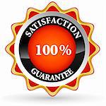 illustration of 100% satisfaction tag on white background