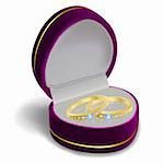 illustration of engagement ring with box on white background