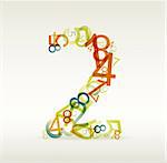 Number two made from colorful numbers -  check my portfolio for other numbers