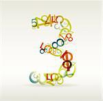 Number three made from colorful numbers -  check my portfolio for other numbers