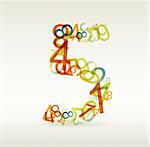 Number five made from colorful numbers -  check my portfolio for other numbers