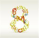 Number eight made from colorful numbers -  check my portfolio for other numbers