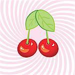 Tasty cherries. Illustration on an abstract pink background