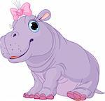 Illustration of cute baby Hippo girl