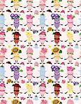 cartoon flower fairy seamless pattern