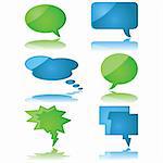 Glossy illustration set of speech and thought bubbles