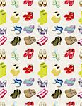 cartoon shoes set seamless pattern