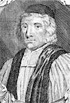 William Beveridge (1637-1708) on engraving from the 1700s. English Bishop of St Asaph. Engraved by B.Ferrers.