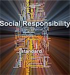Background concept wordcloud illustration of social responsibility glowing light