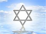 Illustrated Star of David symbol on an ocean background