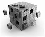 abstract 3d illustration of cube construction with blocks