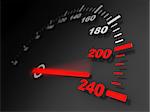 3d illustration of car speed meter close-up