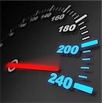 3d illustration of car speed meter close-up