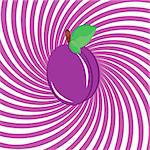 Mouthwatering plum. Illustration on an abstract purple background