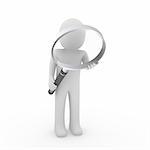 3d man human search magnifying glass lens seek