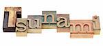 tsunami  - isolated word in vintage wood letterpress printing blocks