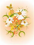 vector eps 10 illustration of flowers on a colorful rays background