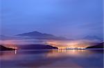 Lake with mist in morning with blue color, Taiwan famous attraction, Sun Moon Lake situated in Yuchi, Nantou, Taiwan, Asia.