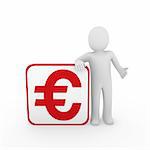 3d man human euro red money business finance