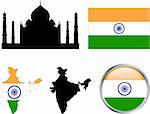 India flag,map and buttons - vector