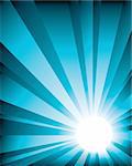 Vector illustration of Blue Wallpaper with Beams, special sunburst effect for any type of background, easy to edit