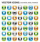 Set of colorful shiny stylish  business internet finance icons, could use also as business web finance buttons;vector illustration, easy to edit